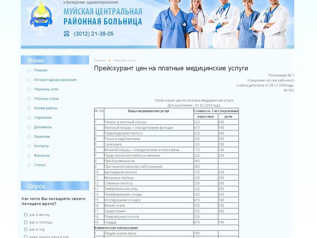 Муйская центральная районная больница / Разработка сайта