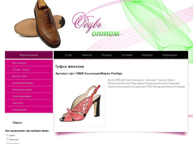 Обувь  и сумки оптом / Разработка сайта