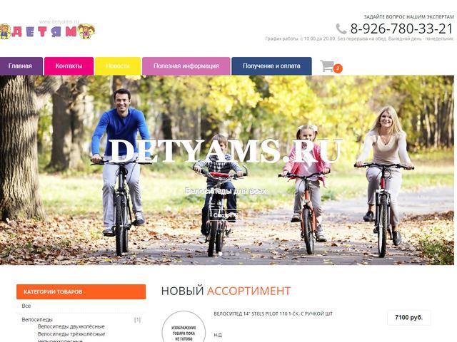 Разработан интернет - магазин детских товаров "Детям".