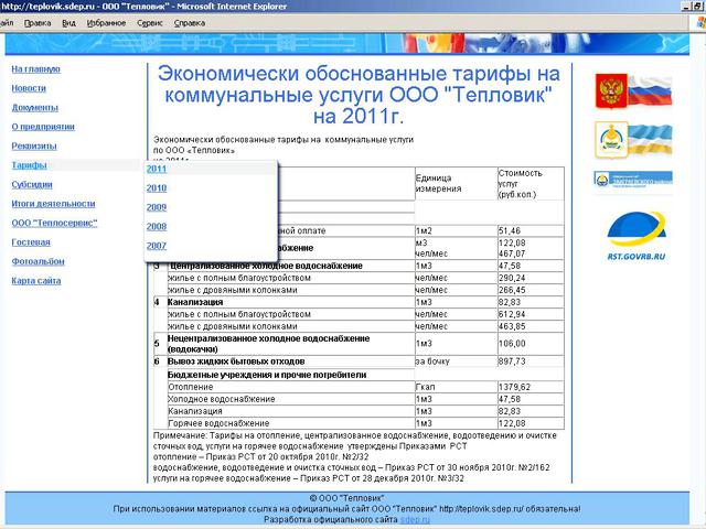 Официальный сайт ООО Тепловик / разработка сайта